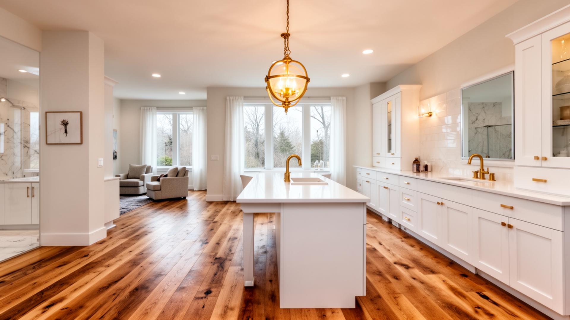 Beautifully remodeled Midwest home with premium hardwood flooring and gold fixtures